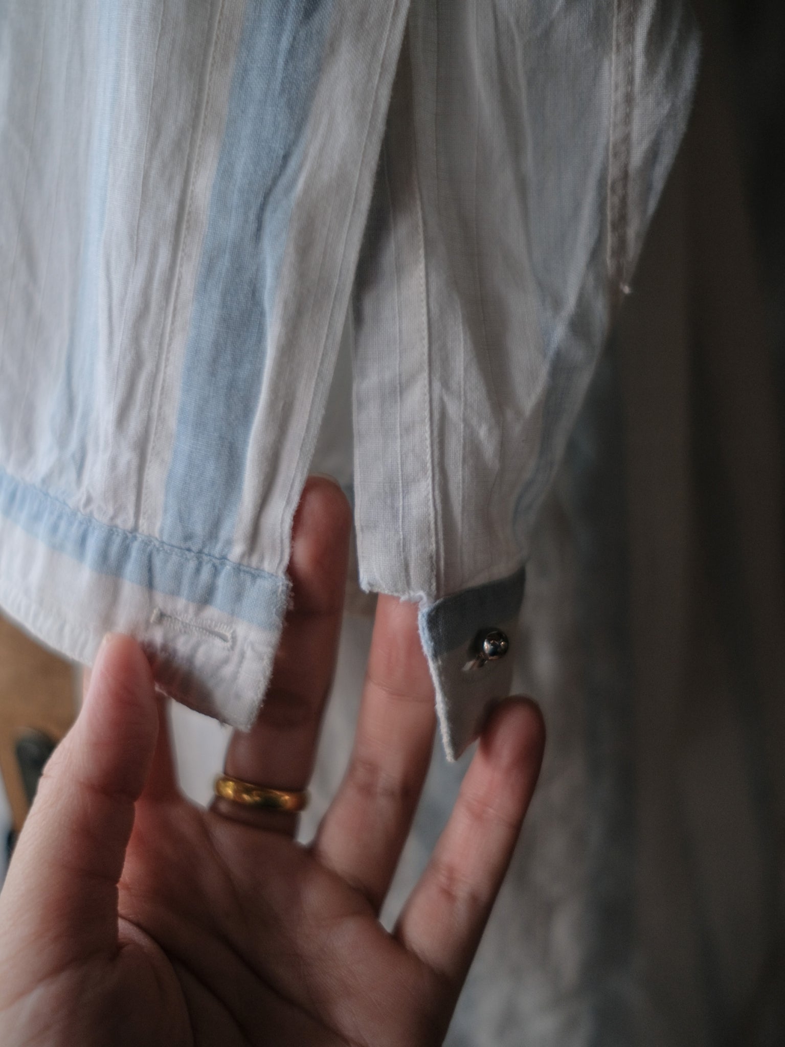 1920-1930’s France Faded Stripe Dress Shirt / 法國褪色條紋禮服襯衫