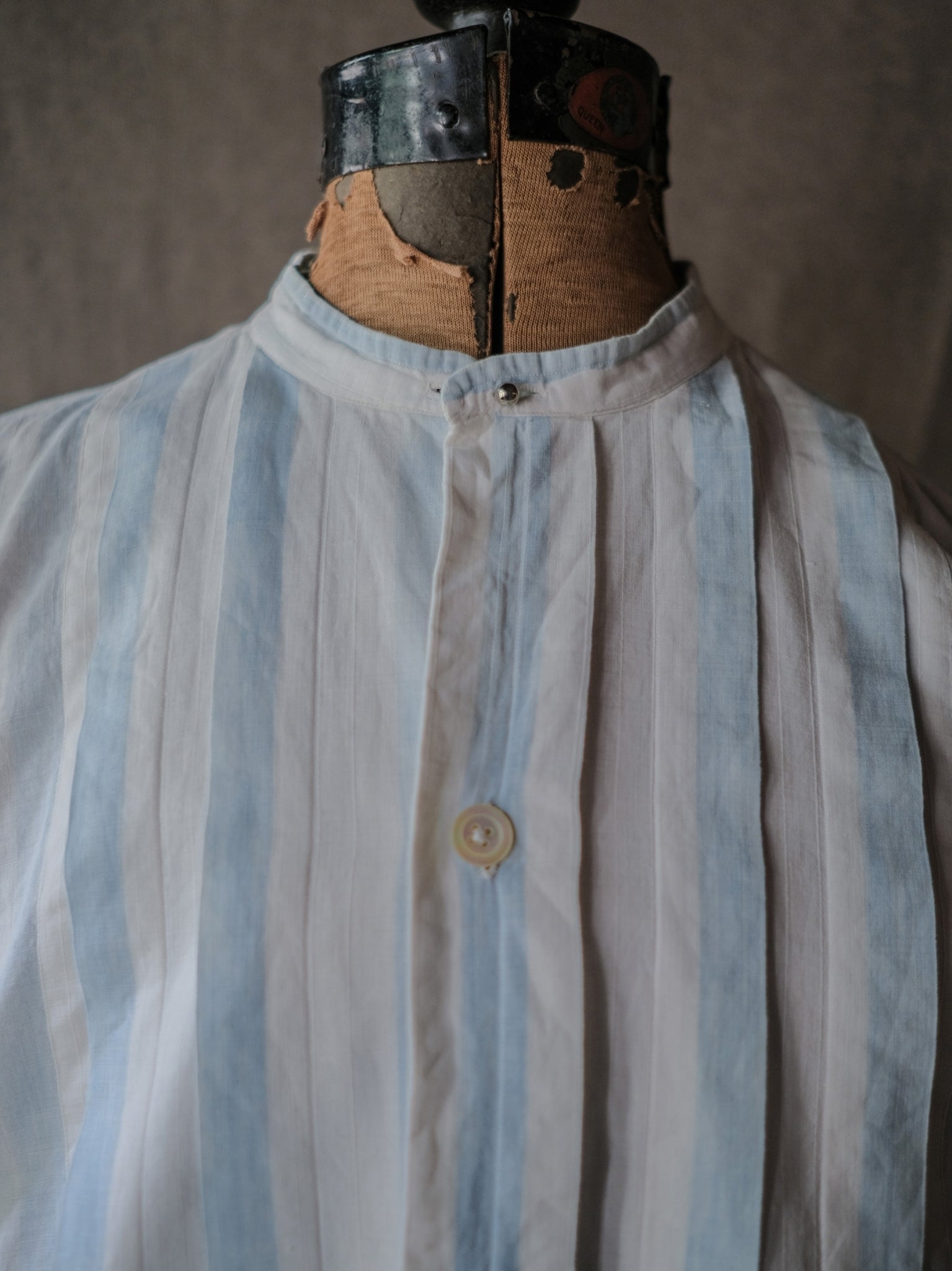 1920-1930’s France Faded Stripe Dress Shirt / 法國褪色條紋禮服襯衫