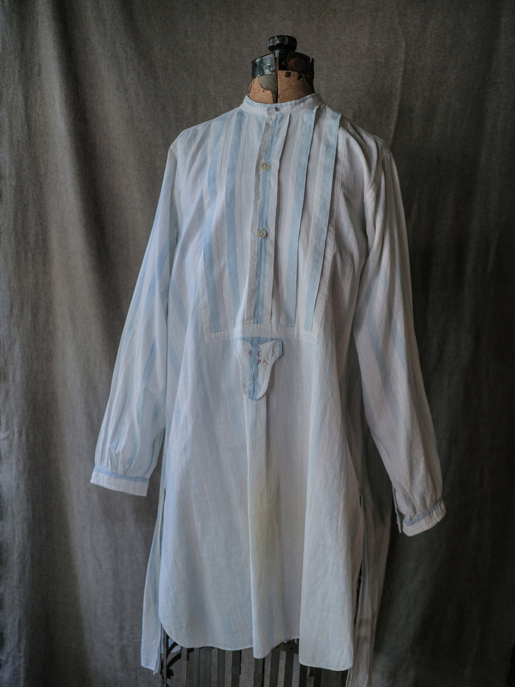 1920-1930’s France Faded Stripe Dress Shirt / 法國褪色條紋禮服襯衫