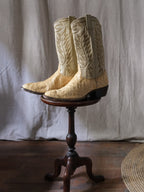 NOCONA Snakeskin Cream Yellow Cowboy Boots 蛇皮復古奶油黃刺繡西部靴