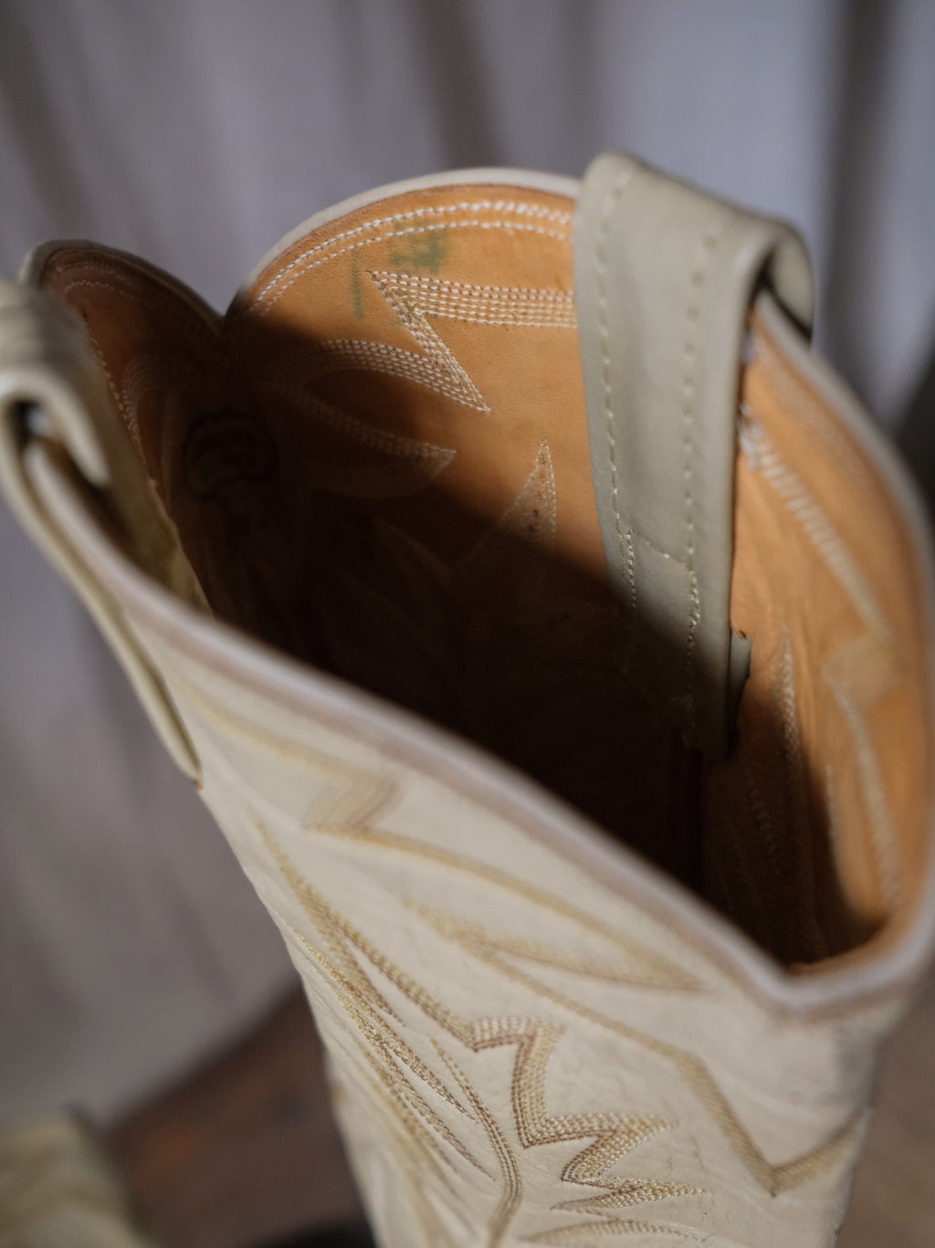 NOCONA Snakeskin Cream Yellow Cowboy Boots 蛇皮復古奶油黃刺繡西部靴