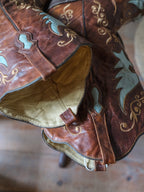 JNV Turquoise Cross Wing Cowboy Boots 綠松拼色十字架翅膀雕花西部靴