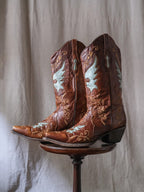 JNV Turquoise Cross Wing Cowboy Boots 綠松拼色十字架翅膀雕花西部靴