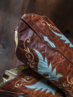 JNV Turquoise Cross Wing Cowboy Boots 綠松拼色十字架翅膀雕花西部靴