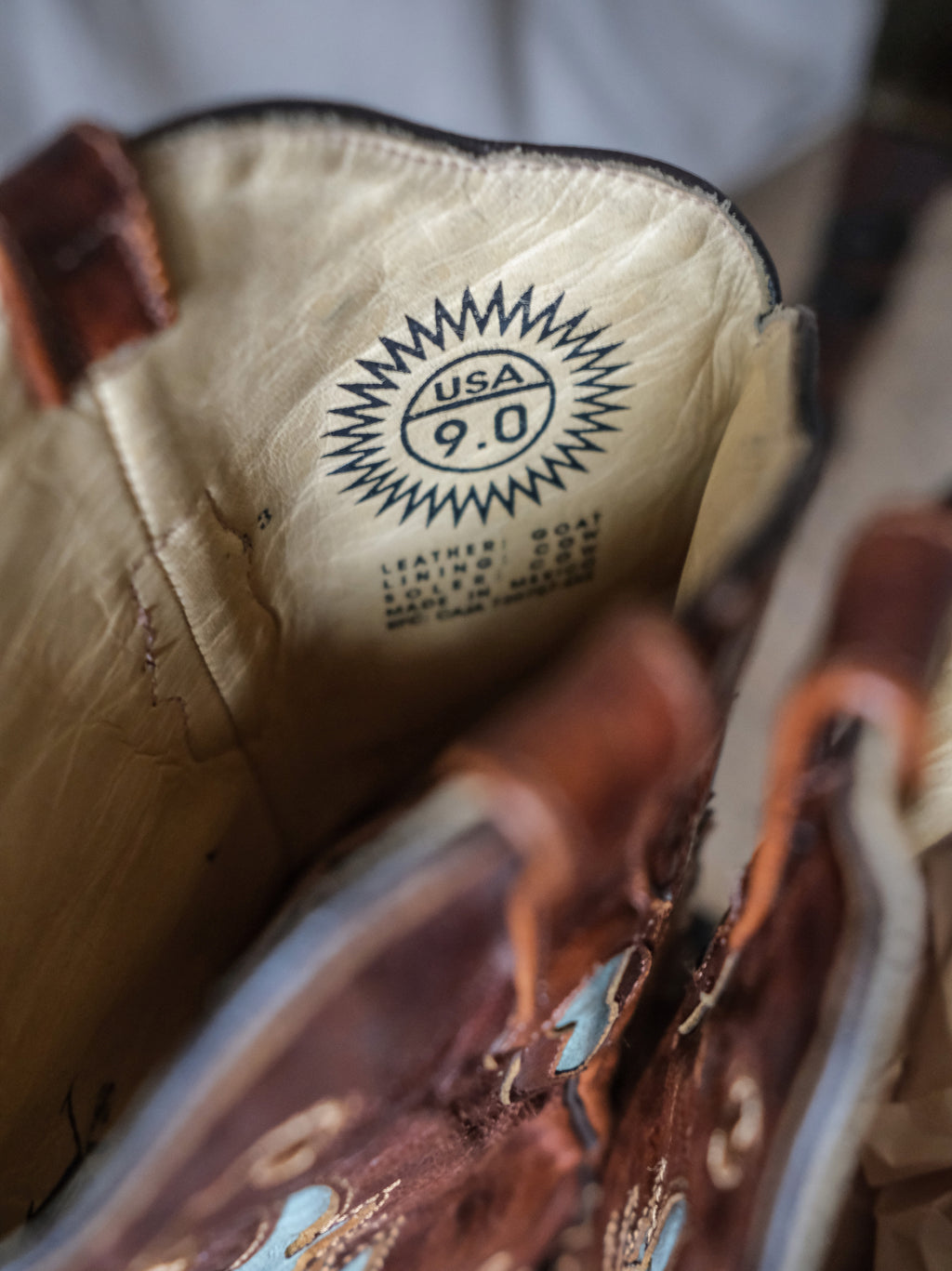 JNV Turquoise Cross Wing Cowboy Boots 綠松拼色十字架翅膀雕花西部靴