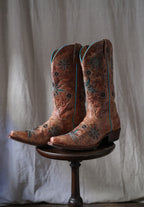 Shyanne Women's Snip Toe Turquoise Embroidered Cowboy Boots 女士方尖頭綠松色雕花做舊西部靴
