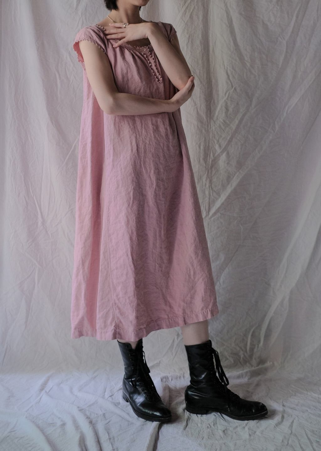 Europe Linen Night Dress Over Dyed  後染歐洲睡衣洋裝