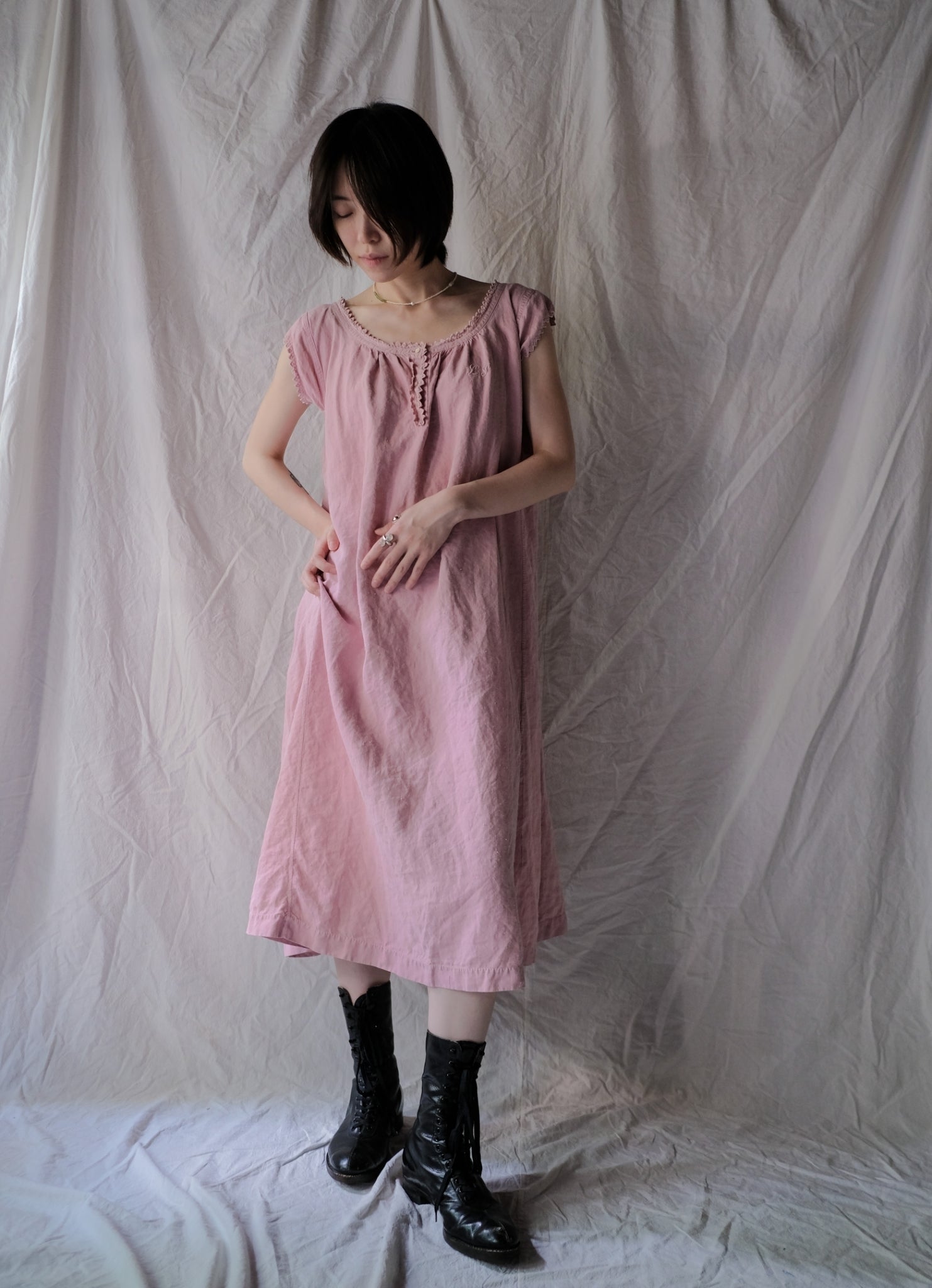 Europe Linen Night Dress Over Dyed  後染歐洲睡衣洋裝