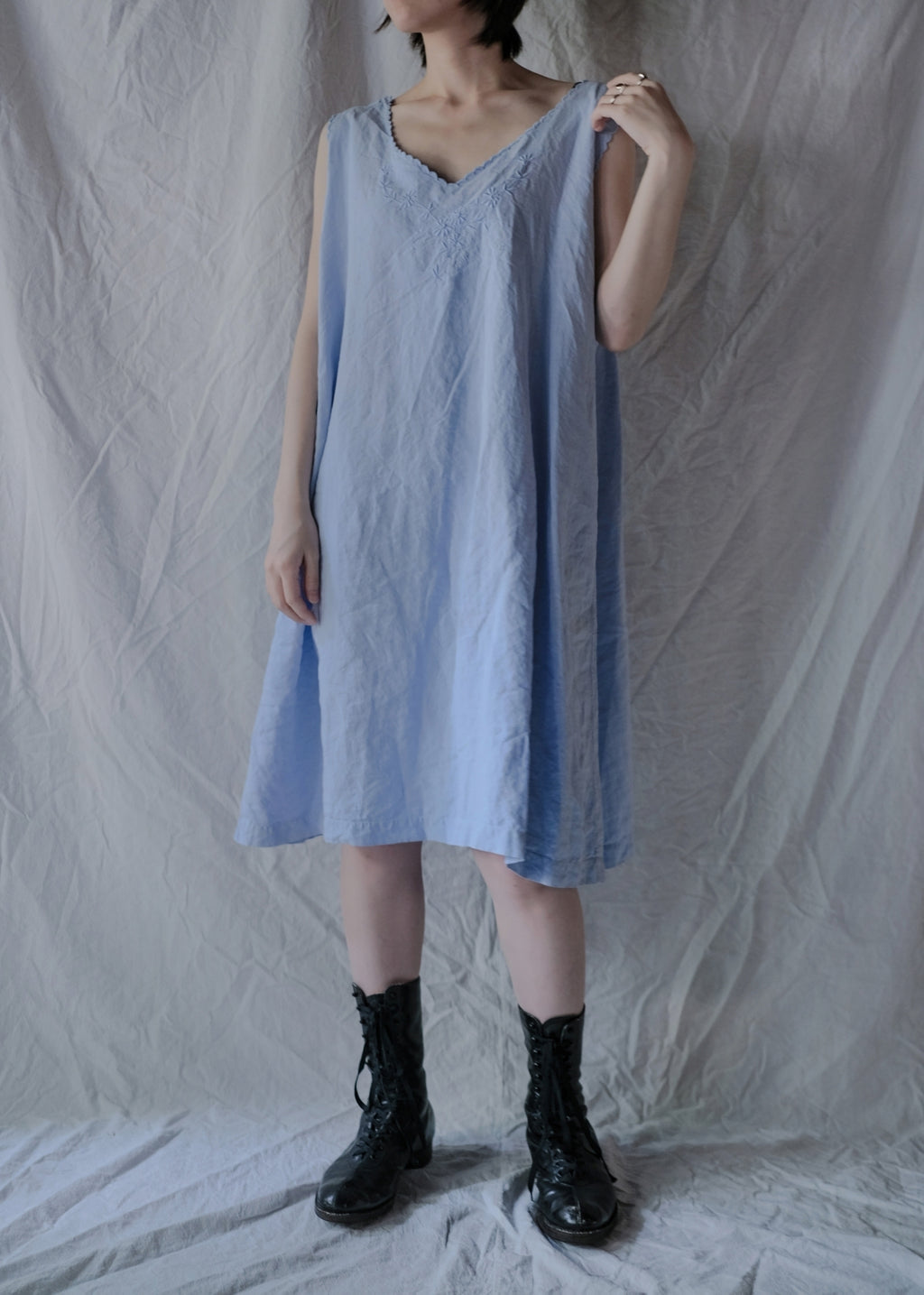 Europe Cotton Linen Night Dress Over Dyed  後染歐洲睡衣洋裝