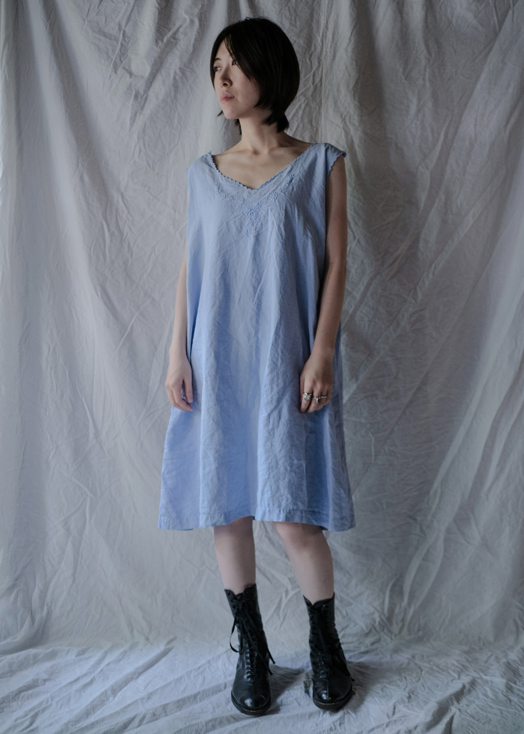 Europe Cotton Linen Night Dress Over Dyed  後染歐洲睡衣洋裝