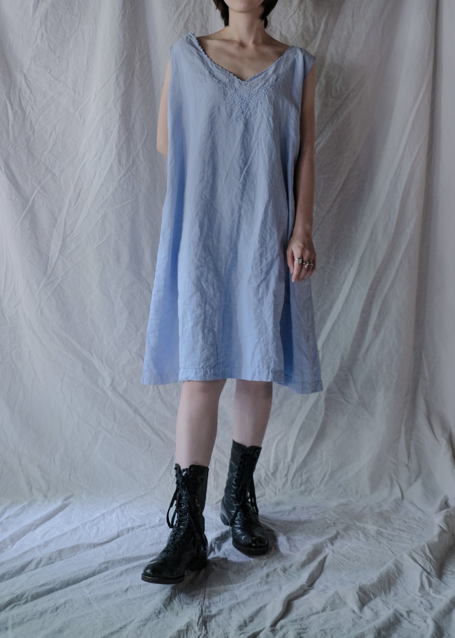 Europe Cotton Linen Night Dress Over Dyed  後染歐洲睡衣洋裝