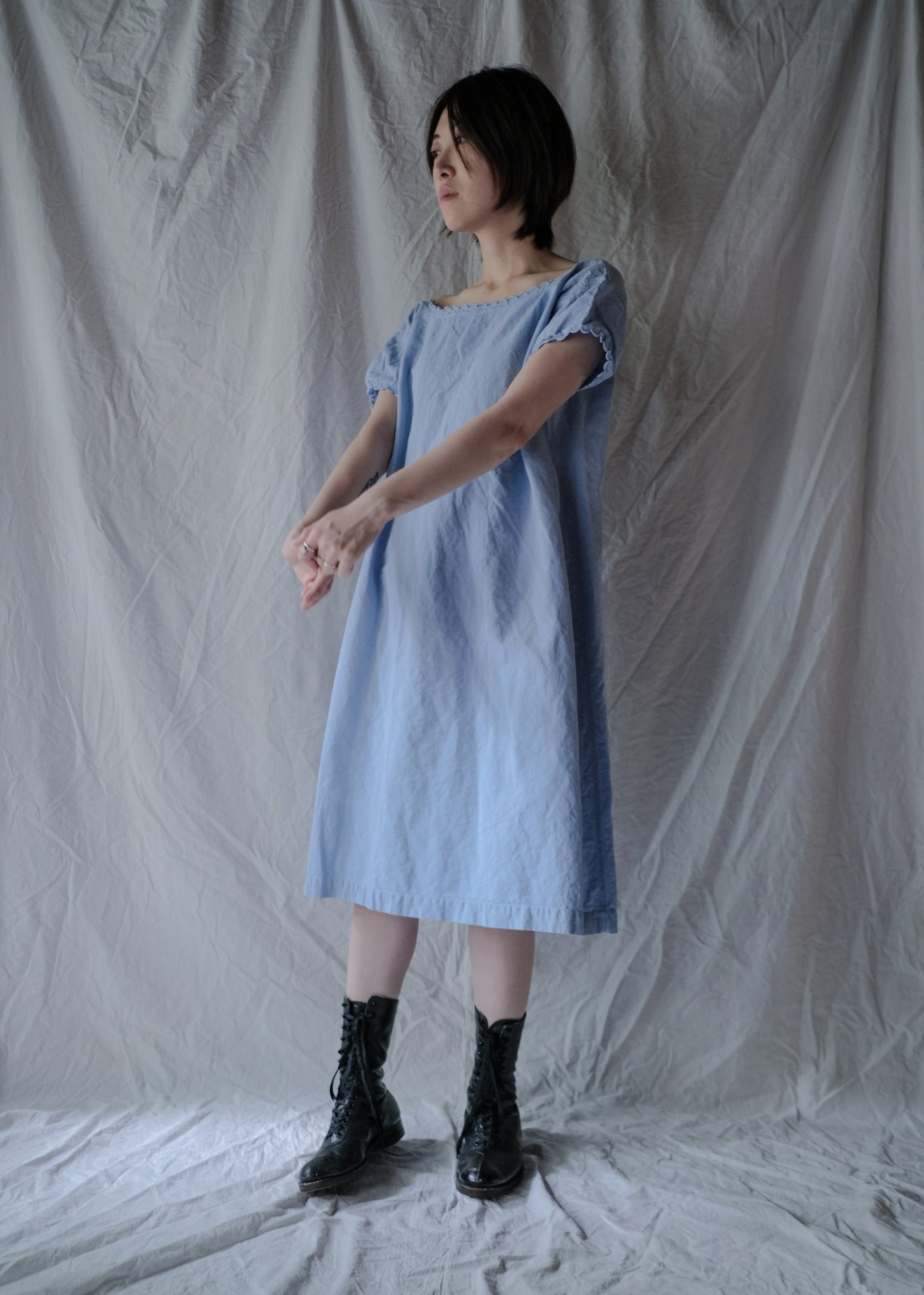 Europe Cotton Linen Night Dress Over Dyed  後染歐洲睡衣洋裝