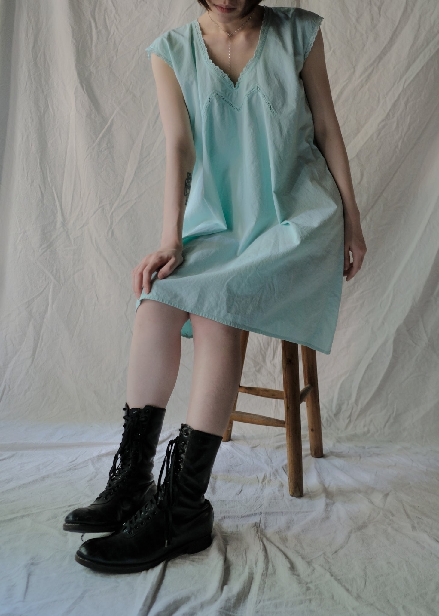 Europe Cotton Night Dress Over Dyed  後染歐洲睡衣洋裝