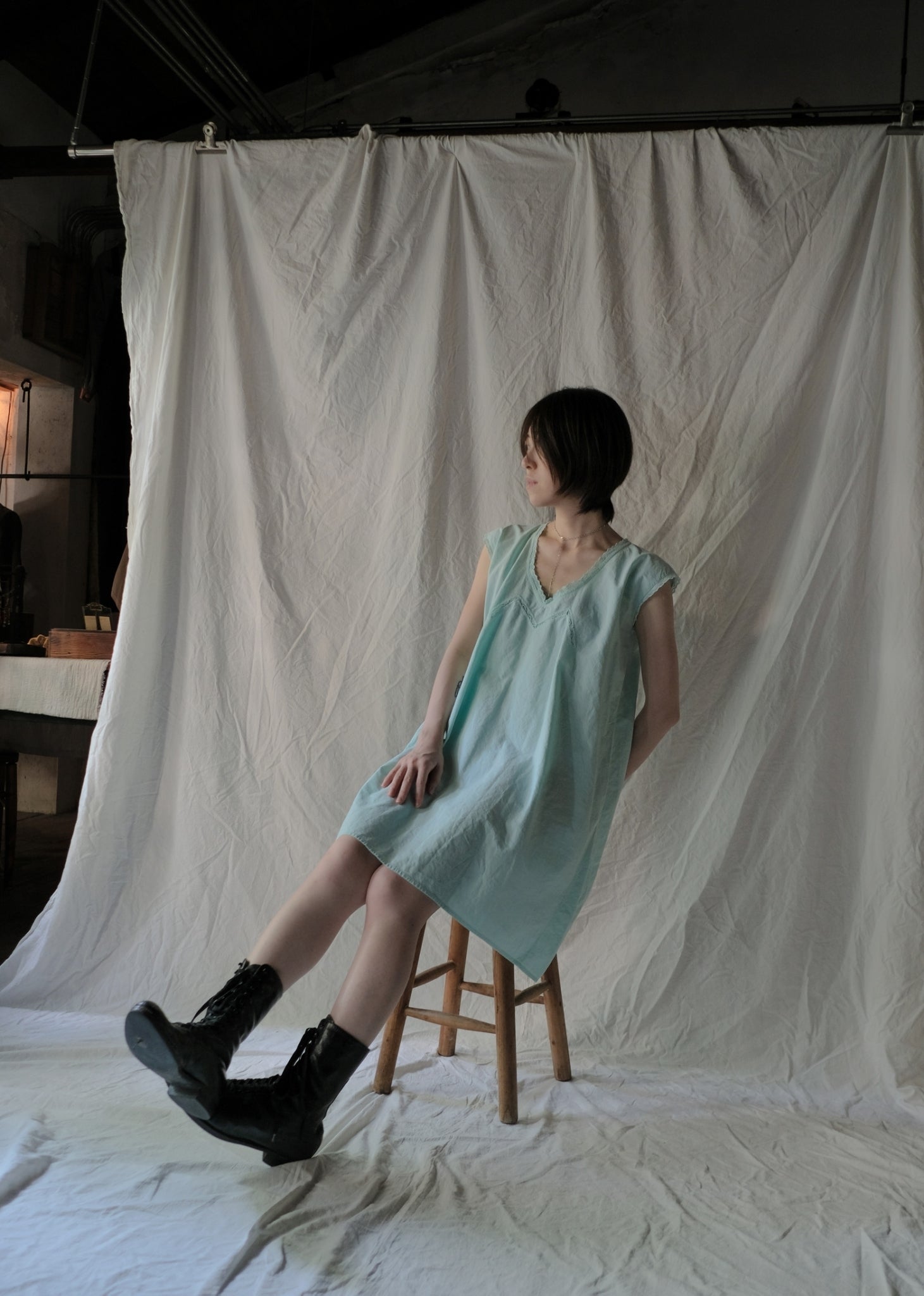 Europe Cotton Night Dress Over Dyed  後染歐洲睡衣洋裝