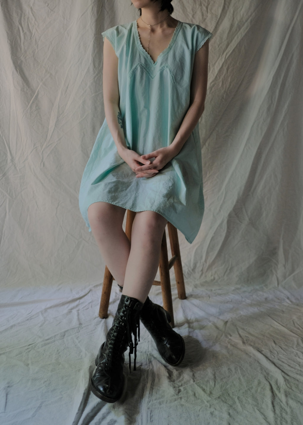 Europe Cotton Night Dress Over Dyed  後染歐洲睡衣洋裝