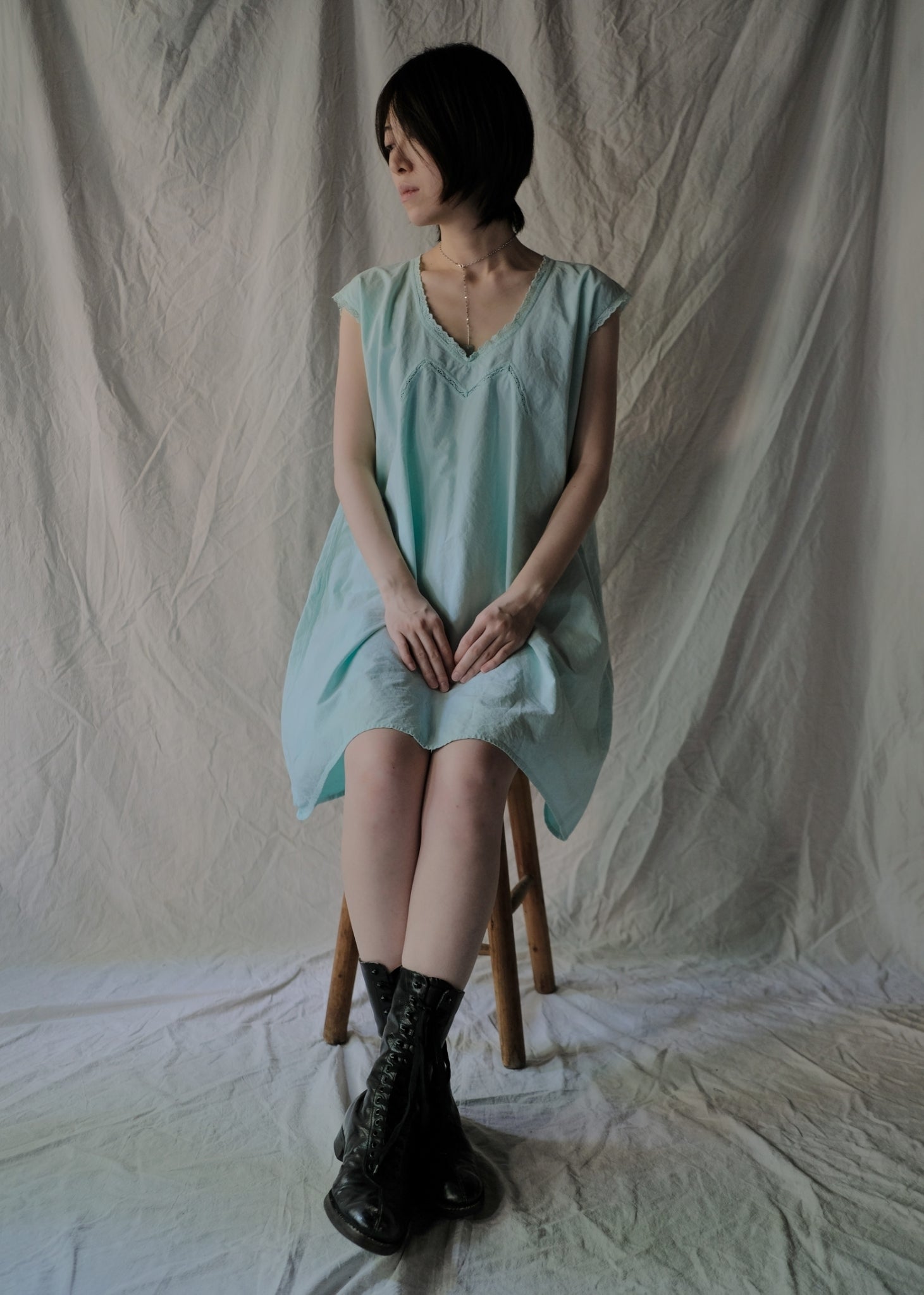 Europe Cotton Night Dress Over Dyed  後染歐洲睡衣洋裝