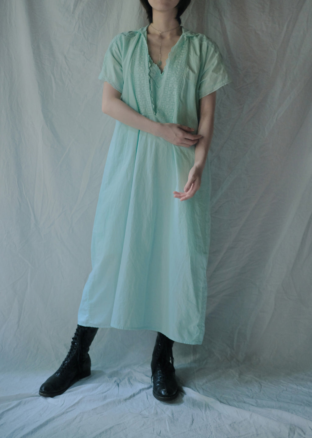 Europe Cotton Linen Night Dress Over Dyed  後染歐洲睡衣洋裝