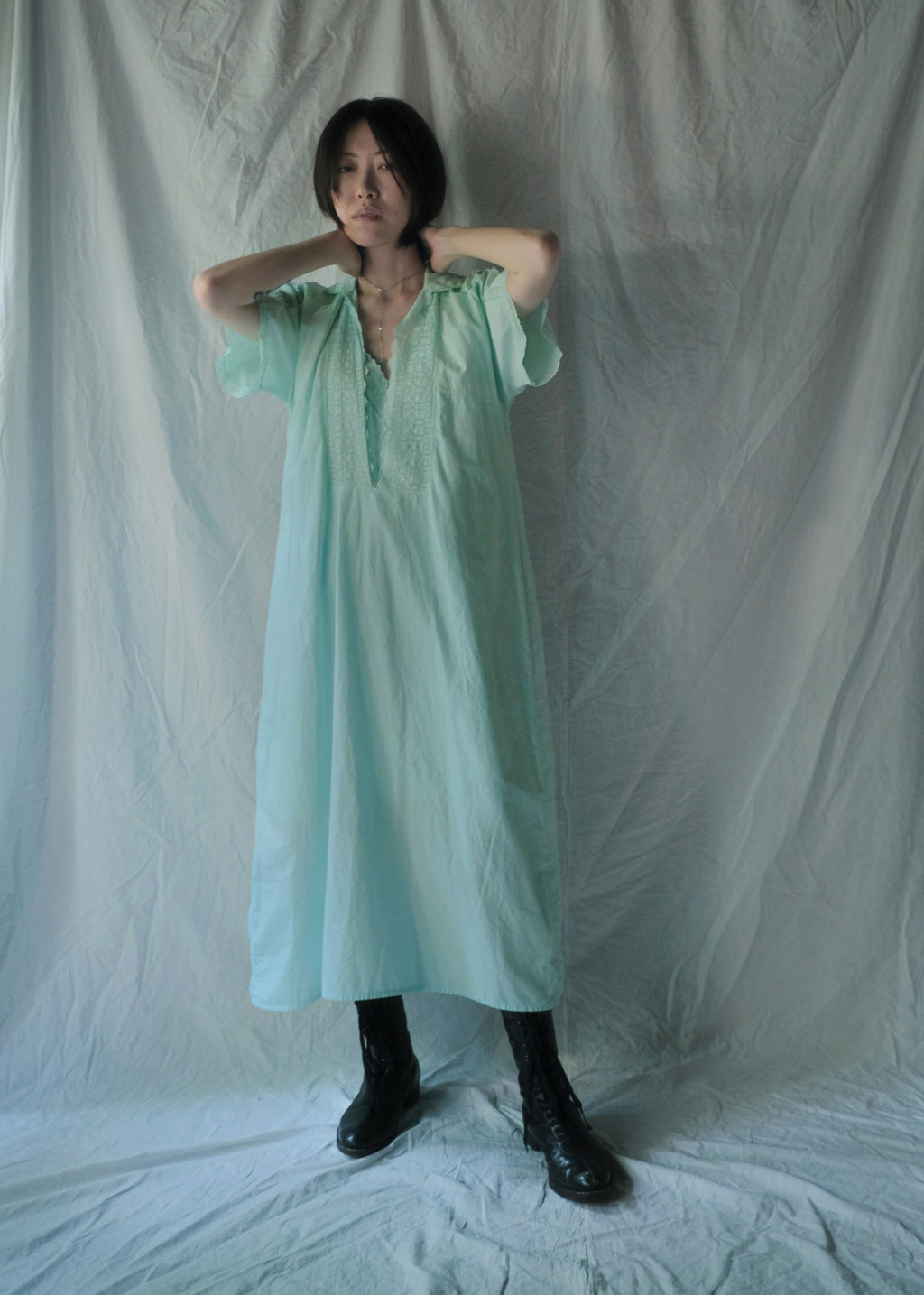 Europe Cotton Linen Night Dress Over Dyed  後染歐洲睡衣洋裝