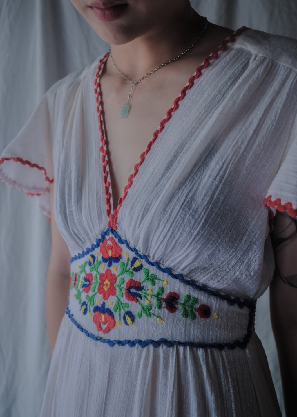 1970’s Cotton Gauze Angel Sleeve Maxi Dress / 棉紗天使袖長裙