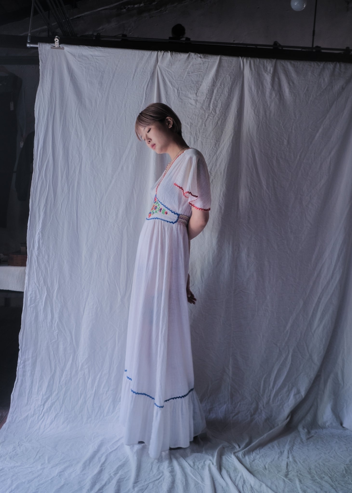 1970’s Cotton Gauze Angel Sleeve Maxi Dress / 棉紗天使袖長裙