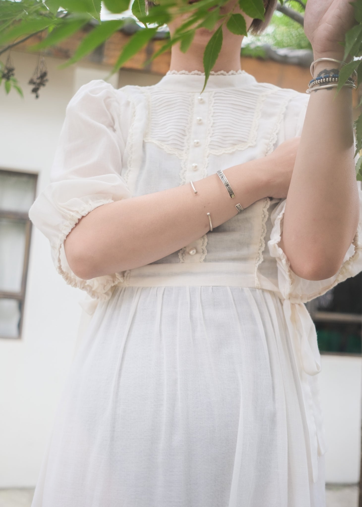 1970’s Gauze Maxi Dress 紗質長裙 / 薄紗蕾絲綁帶長裙