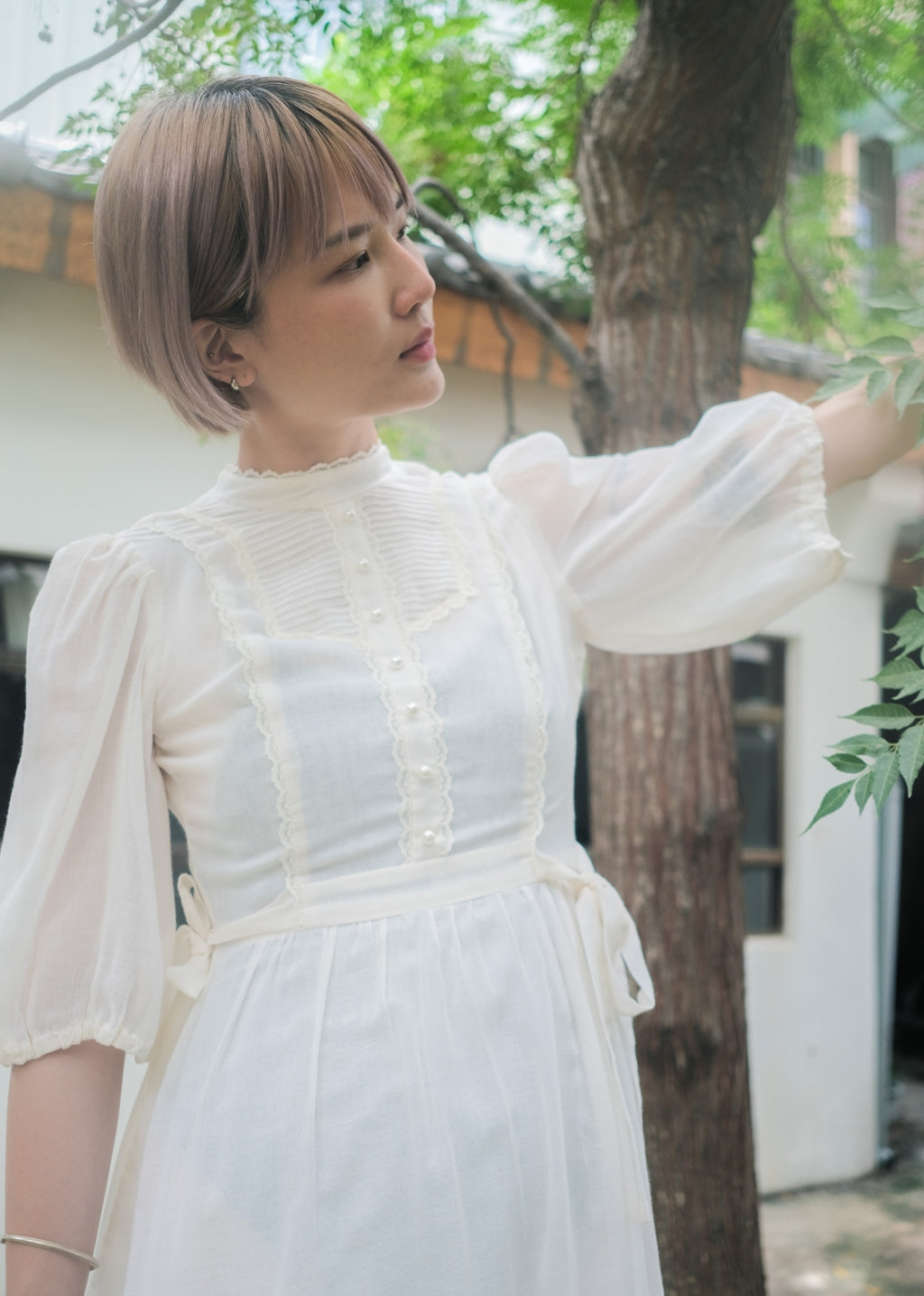 1970’s Gauze Maxi Dress 紗質長裙 / 薄紗蕾絲綁帶長裙