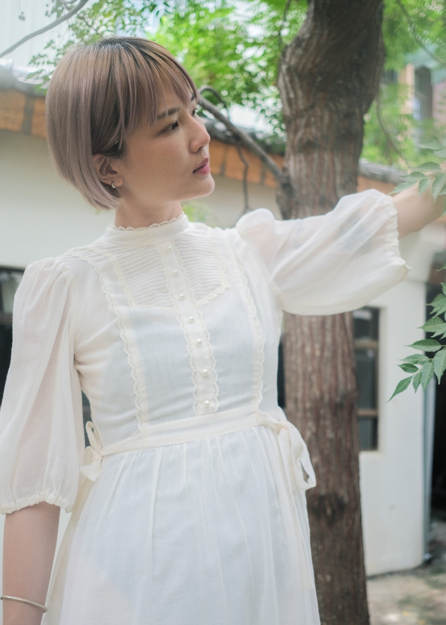 1970’s Gauze Maxi Dress 紗質長裙 / 薄紗蕾絲綁帶長裙