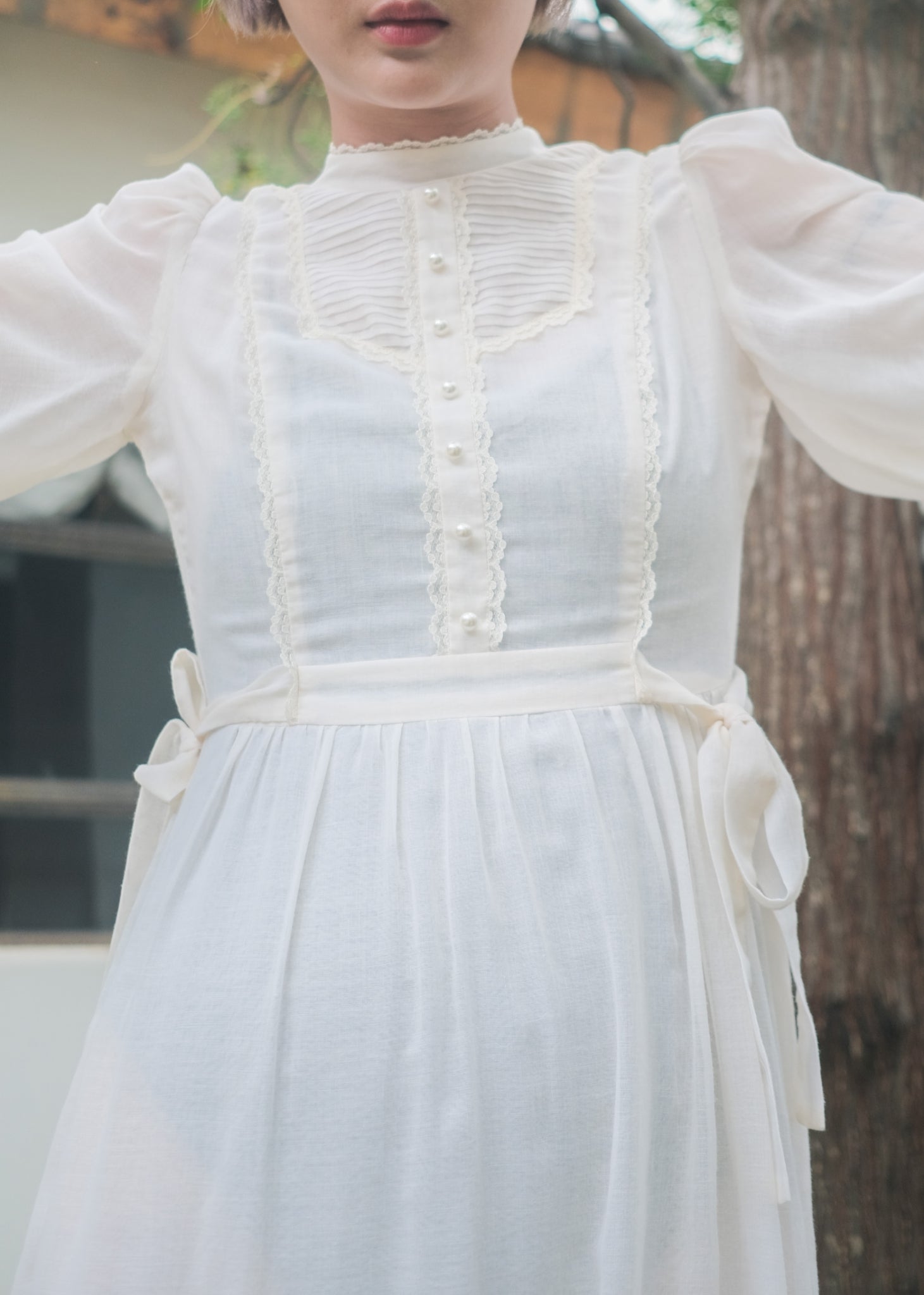 1970’s Gauze Maxi Dress 紗質長裙 / 薄紗蕾絲綁帶長裙