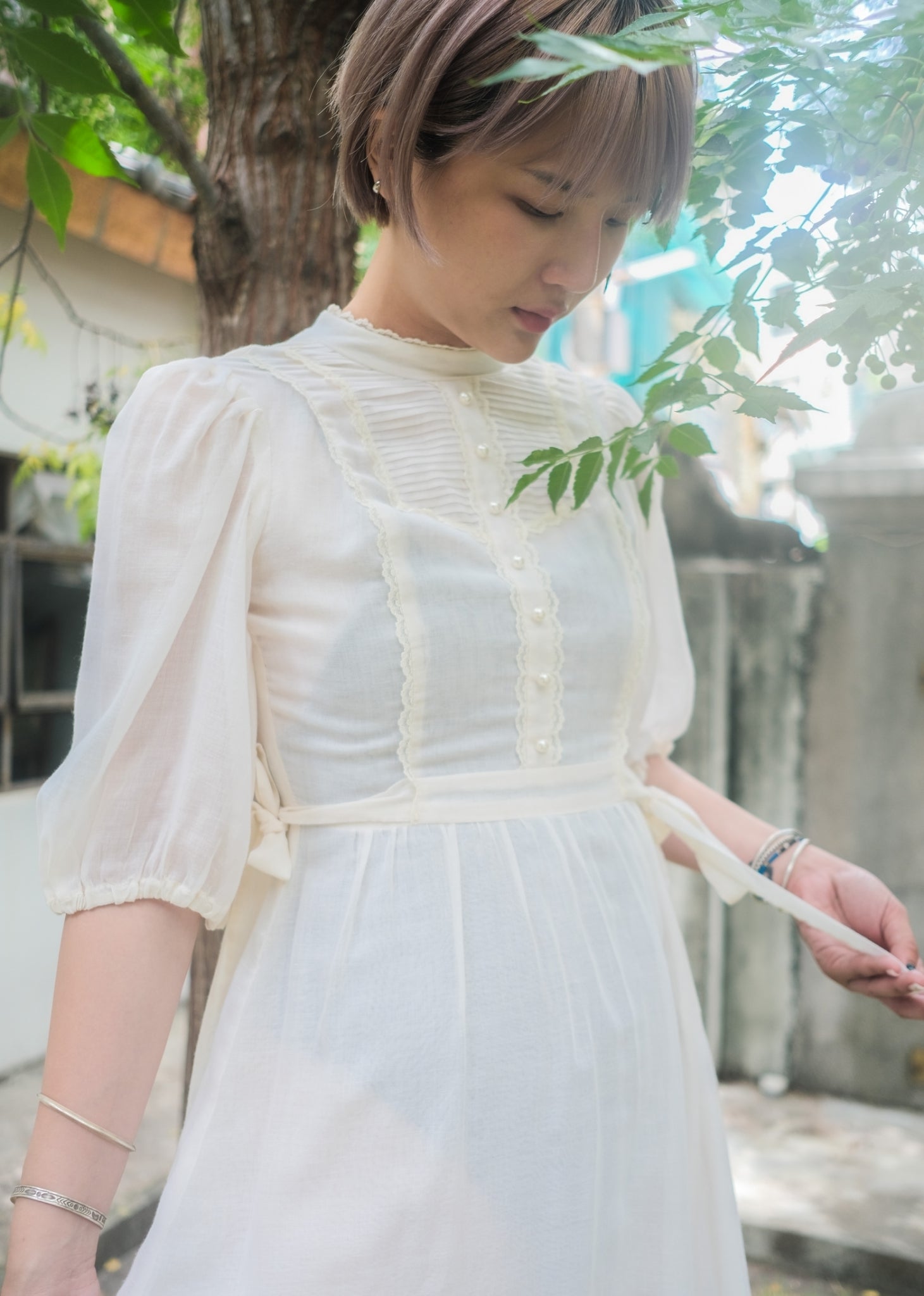 1970’s Gauze Maxi Dress 紗質長裙 / 薄紗蕾絲綁帶長裙