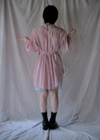 1930-1940's Vintage European / France Open-Back Drawstring Dress Shirt / Powder Pink European Open-Back Drawstring Dress Shirt