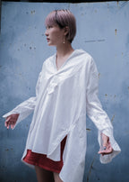 1930-1940's Vintage European / France Open-Back Drawstring Dress Shirt