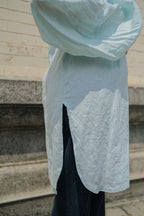 1900-1910’s Vintage European / France Open-Back Drawstring Dress Shirt / 水色綠歐洲露背綁繩禮服襯衫