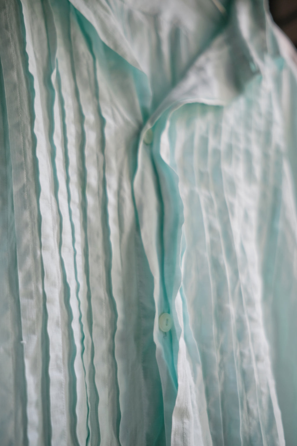 1900-1910’s Vintage European / France Open-Back Drawstring Dress Shirt / 水色綠歐洲露背綁繩禮服襯衫