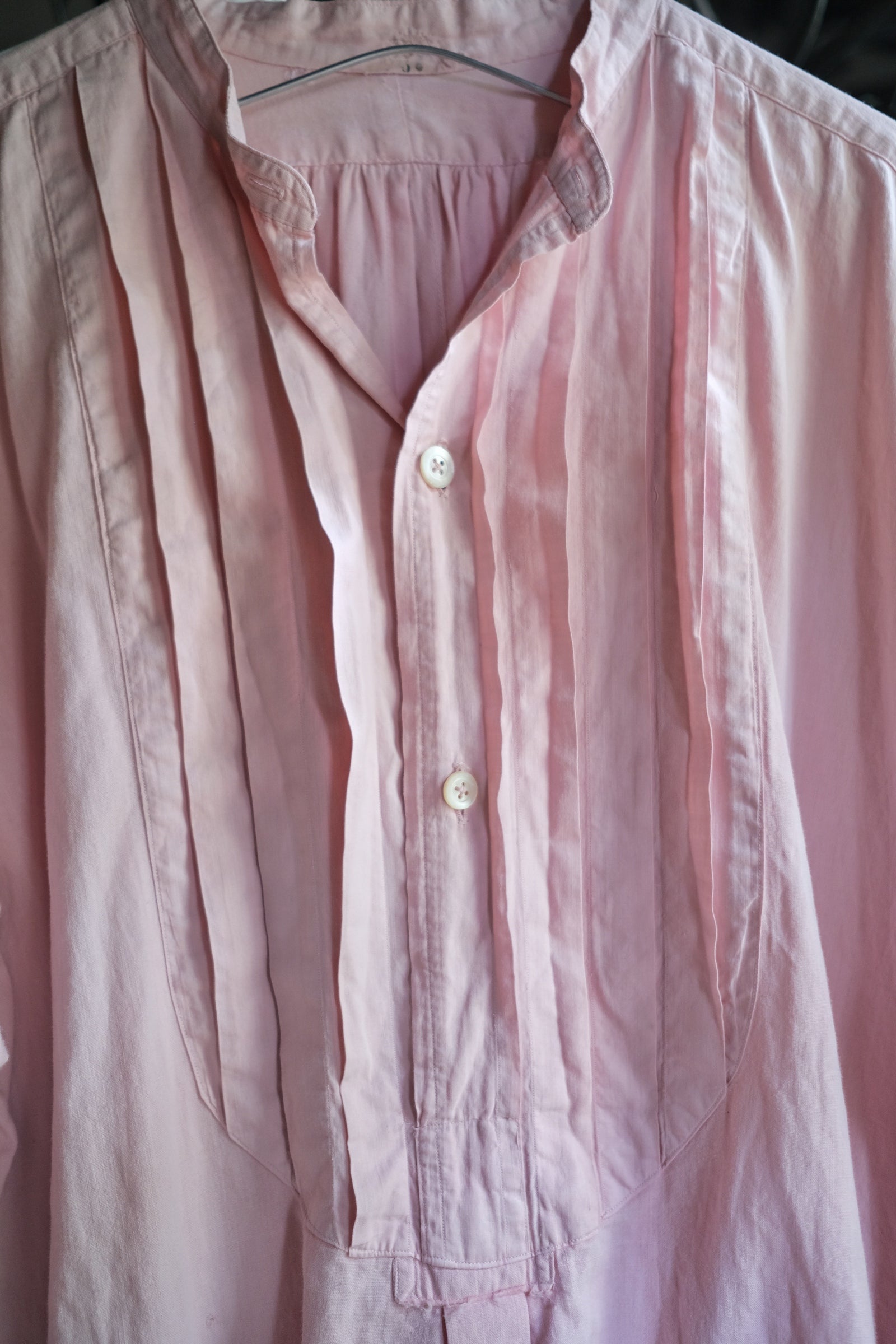 1930-1940’s Vintage European / France Open-Back Drawstring Dress Shirt / 霞色粉歐洲露背綁繩禮服襯衫