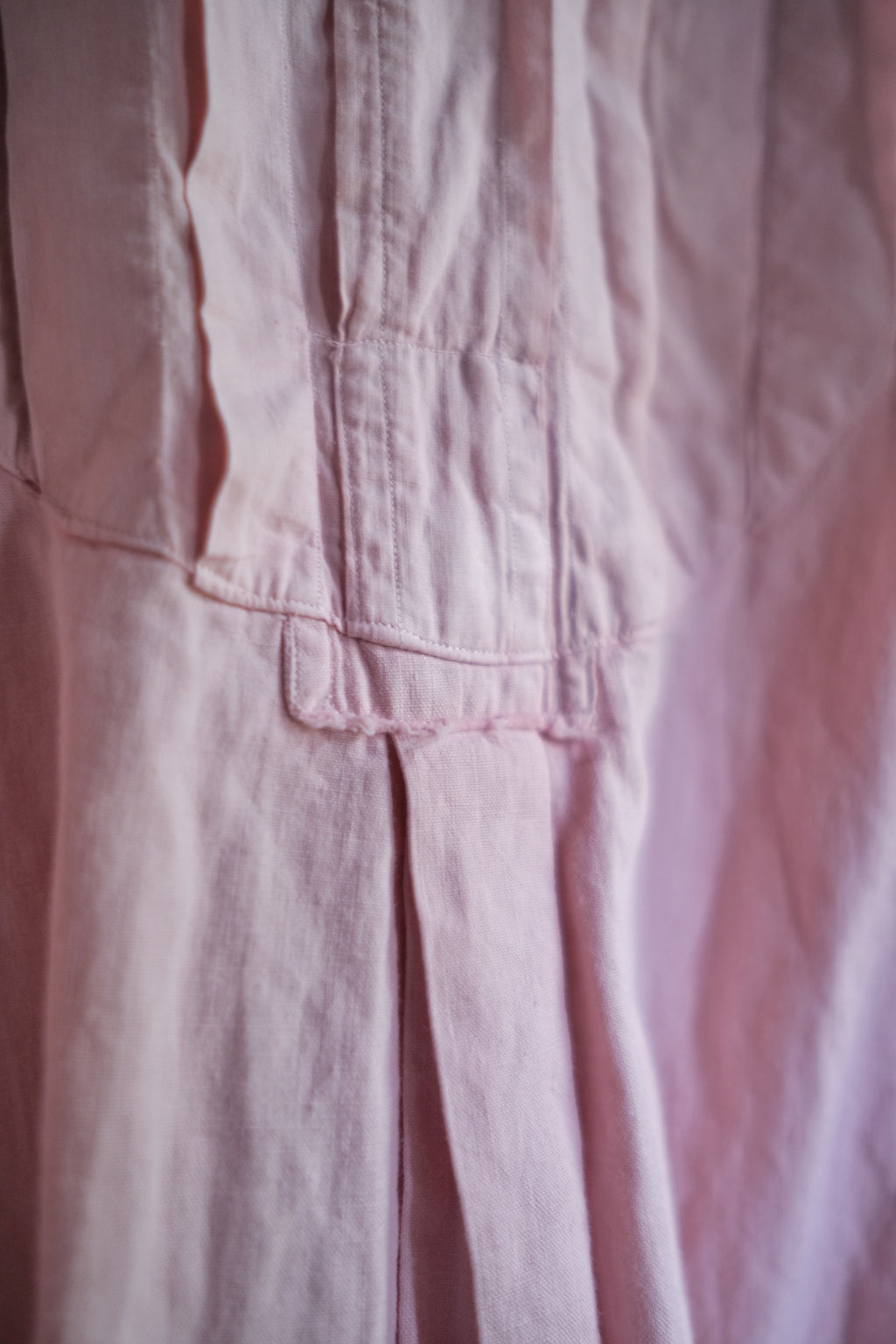 1930-1940's Vintage European / France Open-Back Drawstring Dress Shirt / Powder Pink European Open-Back Drawstring Dress Shirt