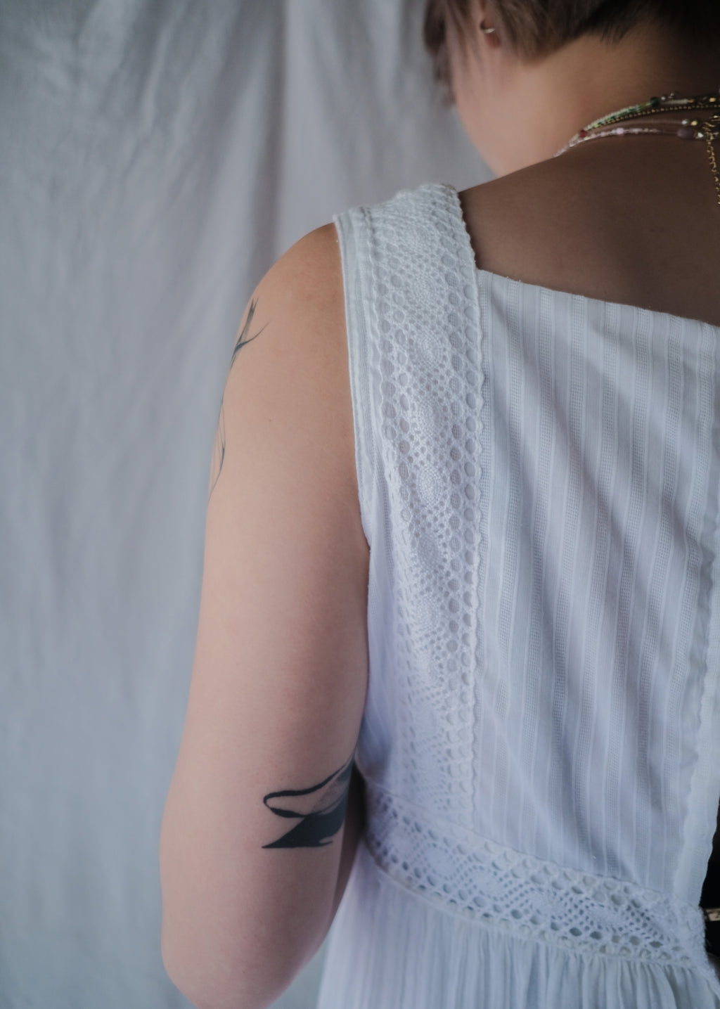 1970’s Crochet Lace Sun Dress / 鉤針蕾絲無袖洋裝