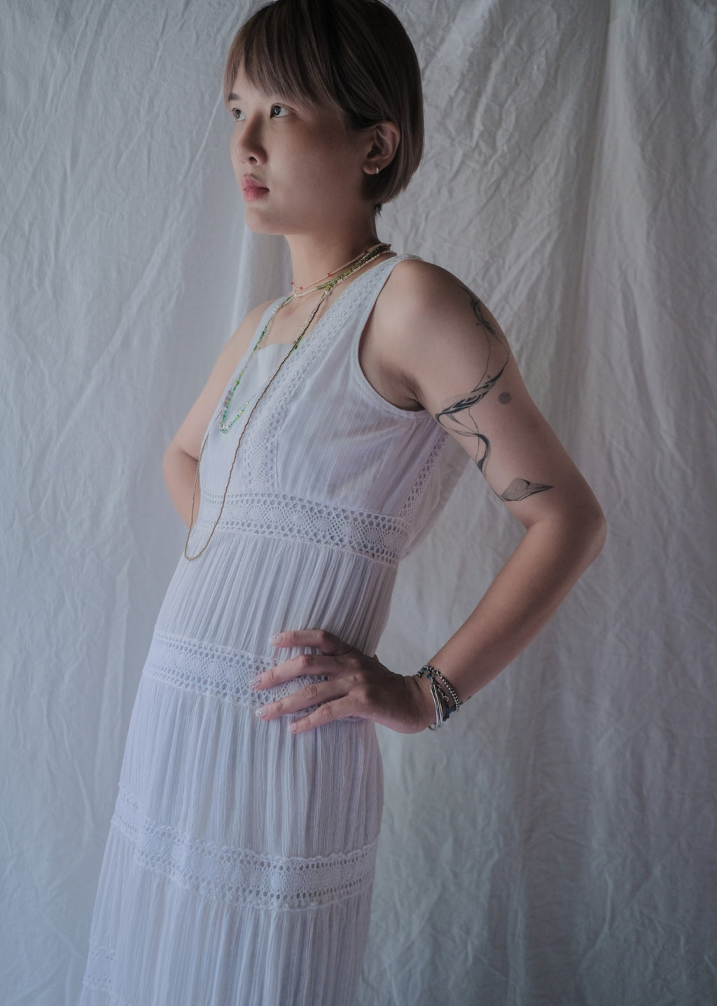 1970’s Crochet Lace Sun Dress / 鉤針蕾絲無袖洋裝