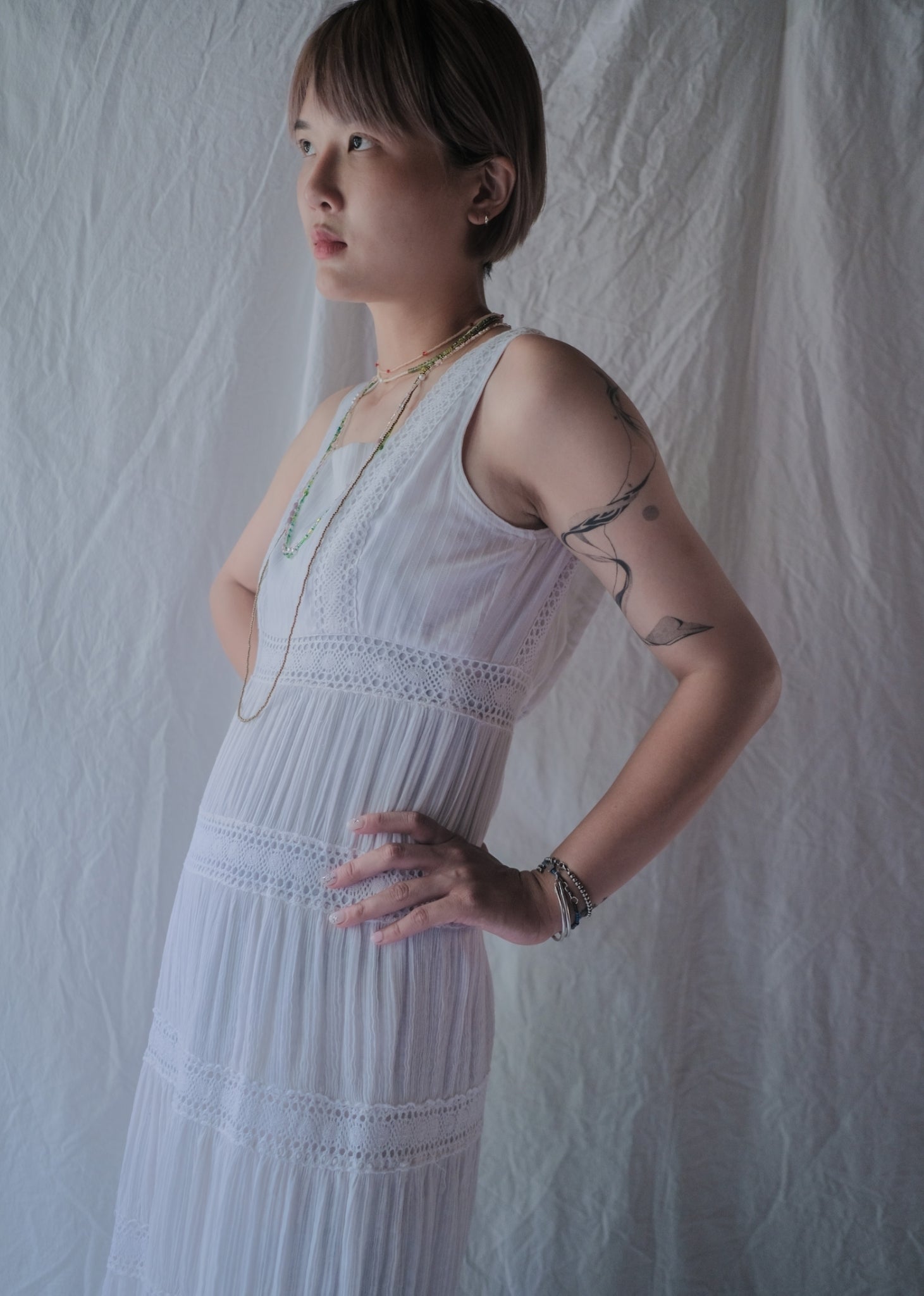 1970’s Crochet Lace Sun Dress / 鉤針蕾絲無袖洋裝