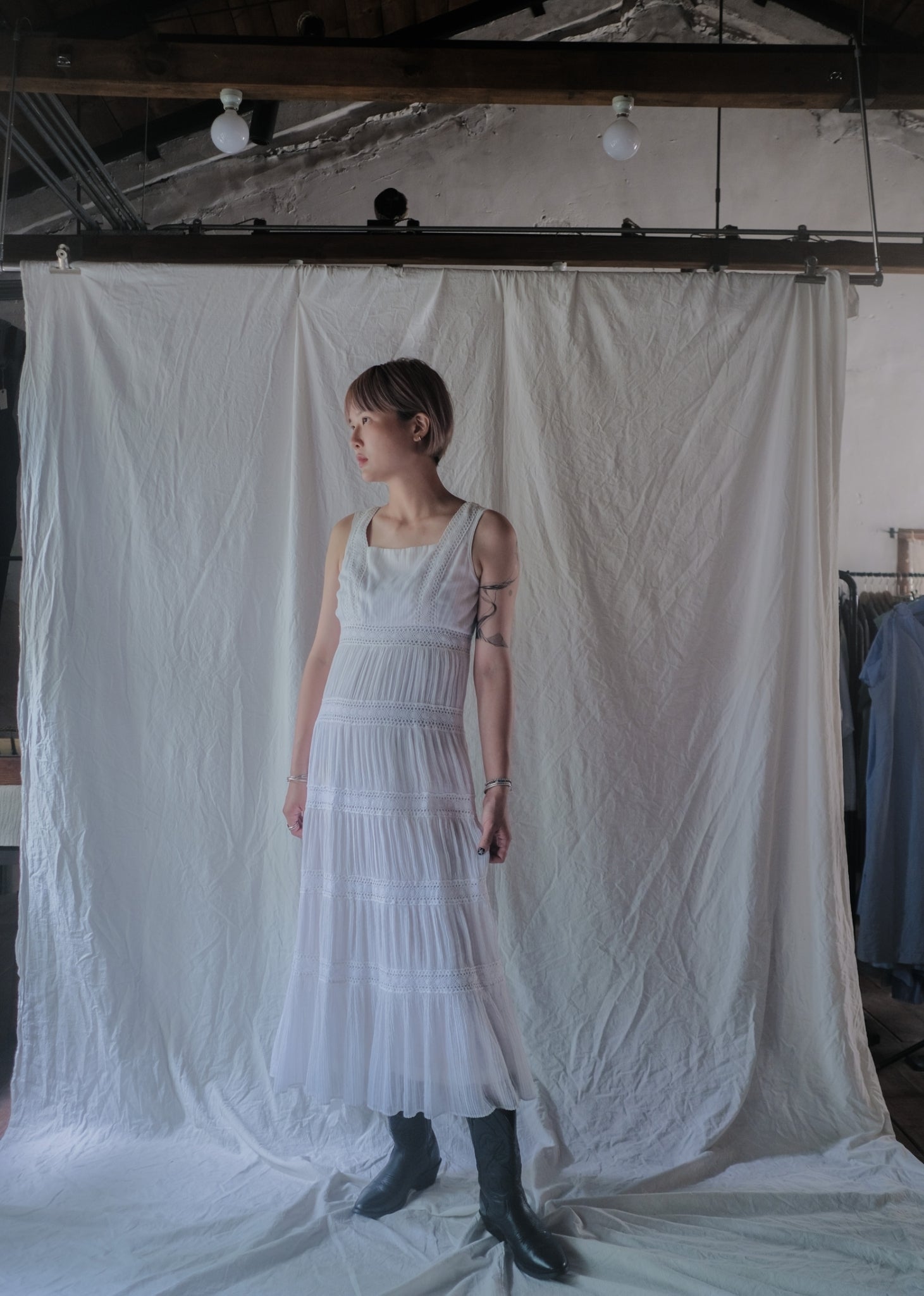 1970’s Crochet Lace Sun Dress / 鉤針蕾絲無袖洋裝