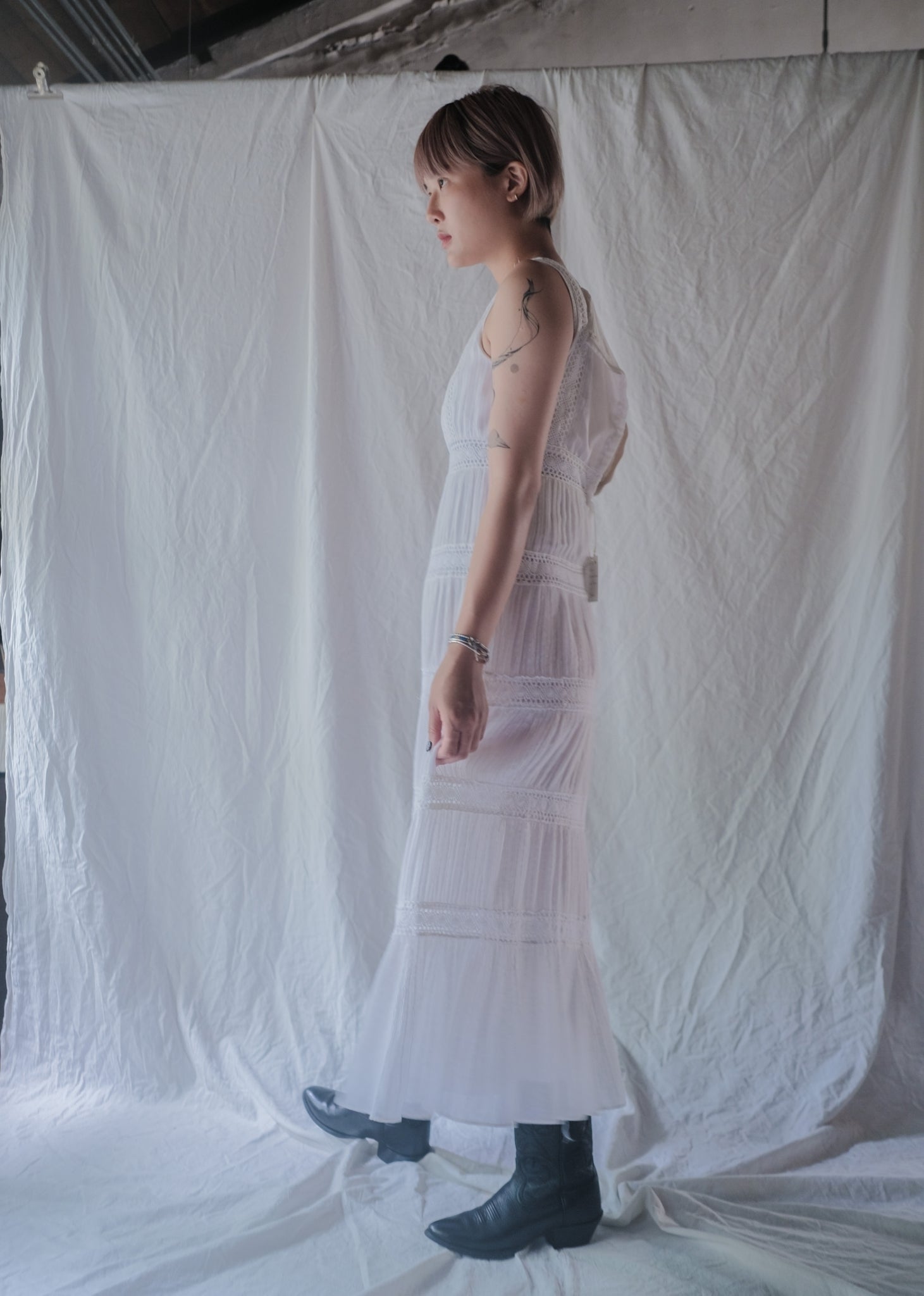 1970’s Crochet Lace Sun Dress / 鉤針蕾絲無袖洋裝
