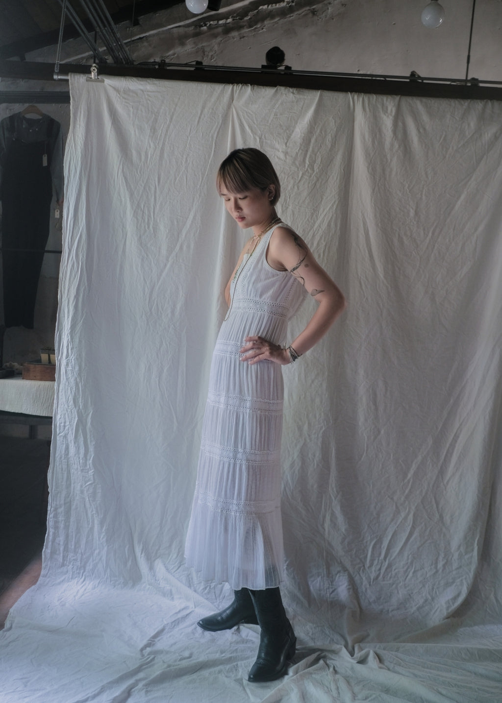 1970’s Crochet Lace Sun Dress / 鉤針蕾絲無袖洋裝