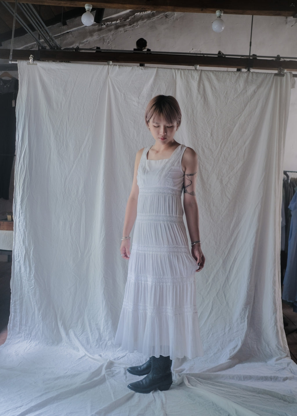 1970’s Crochet Lace Sun Dress / 鉤針蕾絲無袖洋裝
