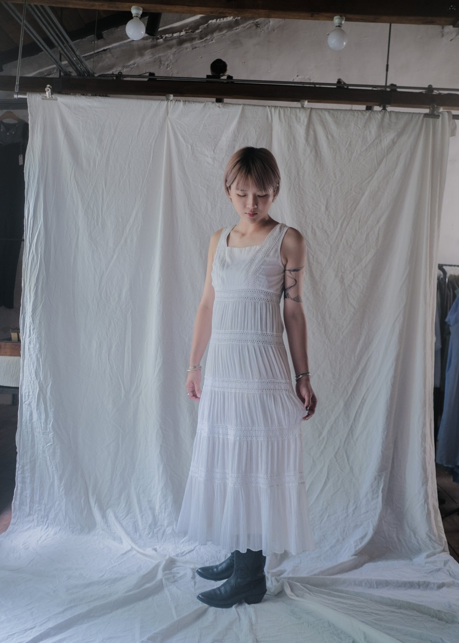 1970’s Crochet Lace Sun Dress / 鉤針蕾絲無袖洋裝