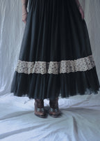 1960's Beverly Paige Lace Gauze Maxi Dress / Beverly Paige Lace Gauze Maxi Dress