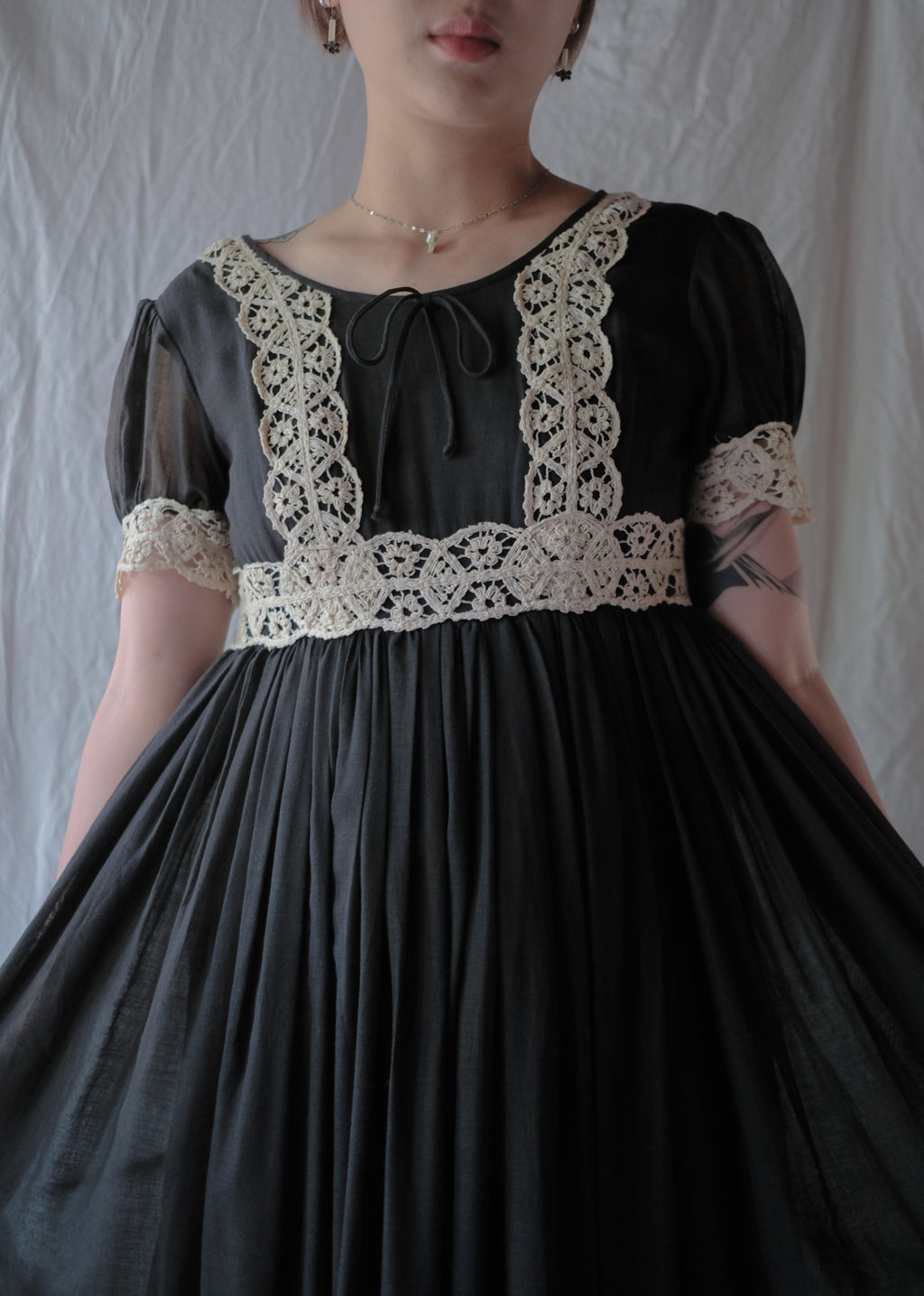 1960's Beverly Paige Lace Gauze Maxi Dress / Beverly Paige Lace Gauze Maxi Dress