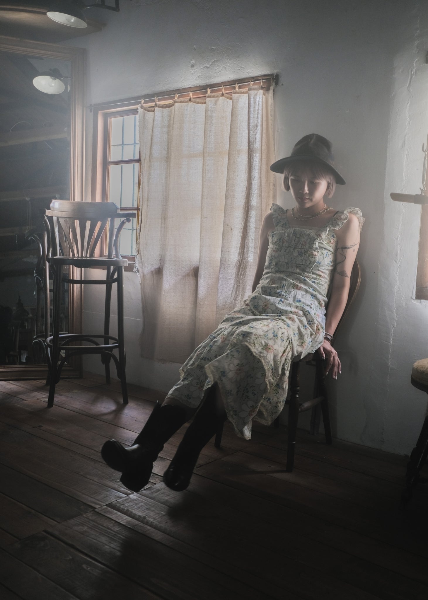 1970’s Ruffled Maxi Sun Dress / 荷葉邊蕾絲無袖洋裝