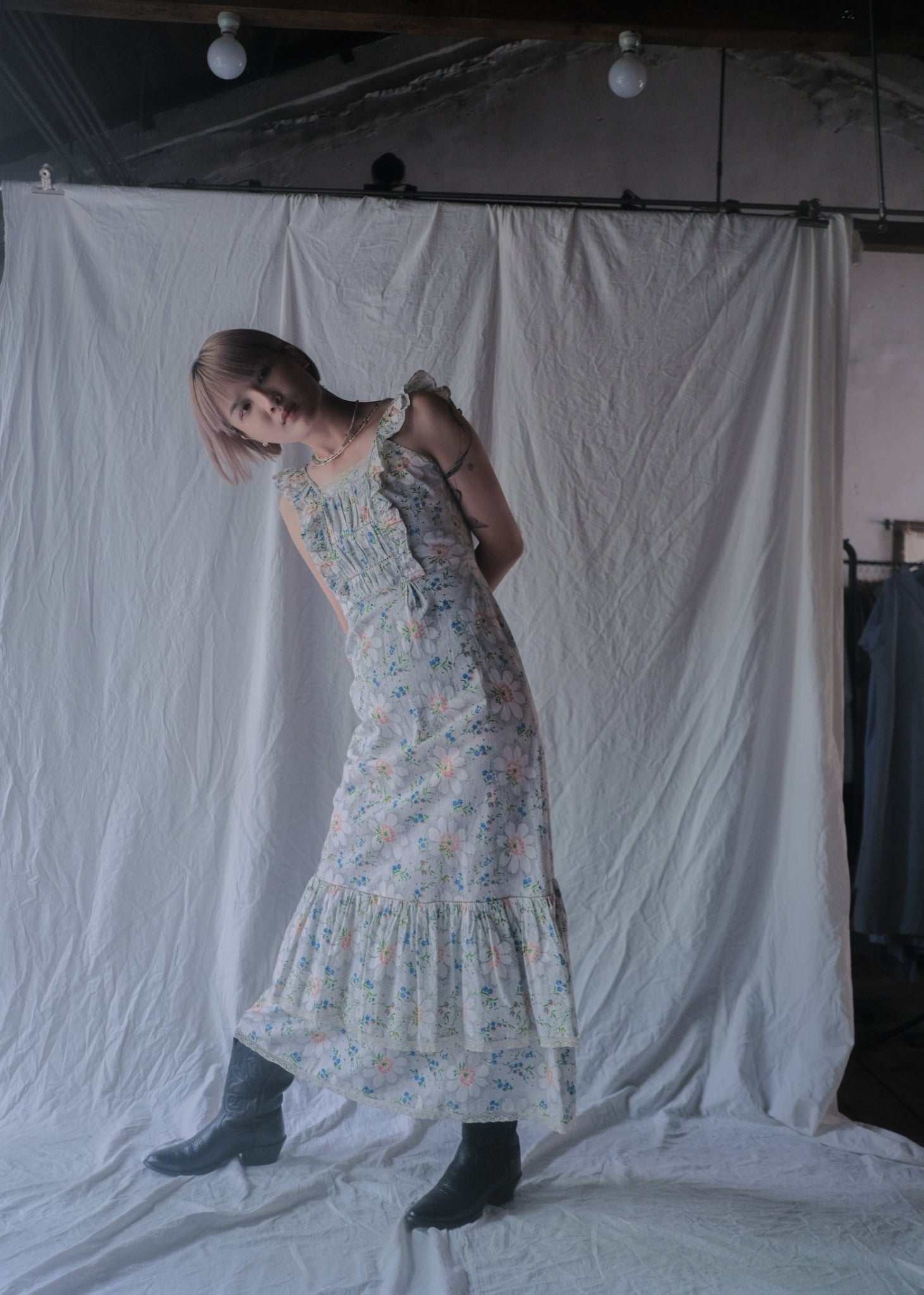 1970’s Ruffled Maxi Sun Dress / 荷葉邊蕾絲無袖洋裝