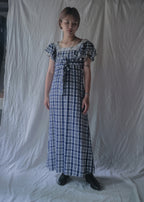 1970’s "OOPS" Seersucker Maxi Dress / “OOPS”泡泡紗格紋長裙