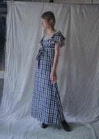 1970’s "OOPS" Seersucker Maxi Dress / “OOPS”泡泡紗格紋長裙