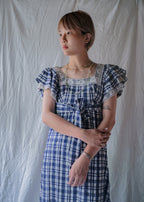 1970’s "OOPS" Seersucker Maxi Dress / “OOPS”泡泡紗格紋長裙